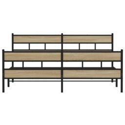 Berkfield Home Metal Bed Frame without Mattress Sonoma Oak 180x200 cm Super King in Brown - thumbnail 4