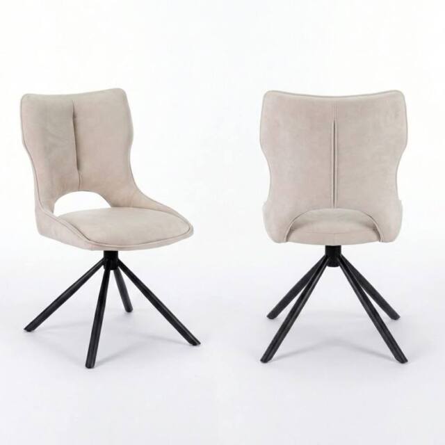 HOME LUXE INTERIOR Set of 2 Beige Roseland 360 Swivel Dining Chairs - Modern Fabric - image 1