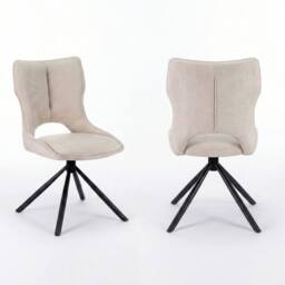 HOME LUXE INTERIOR Set of 2 Beige Roseland 360 Swivel Dining Chairs - Modern Fabric - thumbnail 1