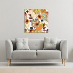 Benjamin Tate Design Autumn Flowers (Canvas Print) / 77 x 77 x 4cm in Natural - Size: 77 x 77 x 4 cm - thumbnail 1