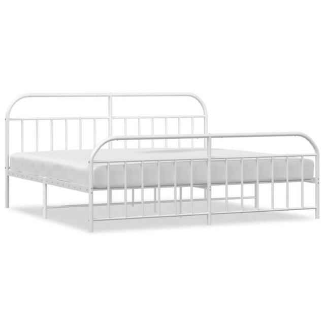 Berkfield Home Metal Bed Frame with Headboard & Footboard White 200x200 cm - image 1