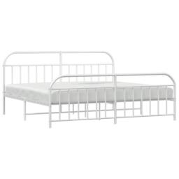 Berkfield Home Metal Bed Frame with Headboard & Footboard White 200x200 cm - thumbnail 5