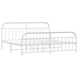 Berkfield Home Metal Bed Frame with Headboard & Footboard White 200x200 cm - thumbnail 3