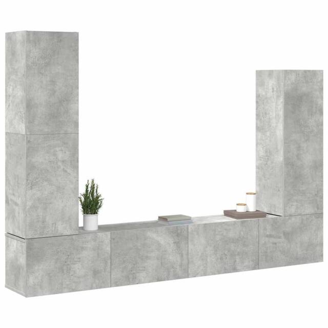 Berkfield Home Classic 4 Piece TV Cabinet Set Concrete Grey Engineered Wood - image 1