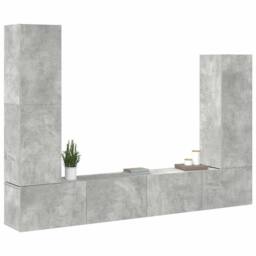 Berkfield Home Classic 4 Piece TV Cabinet Set Concrete Grey Engineered Wood - thumbnail 1