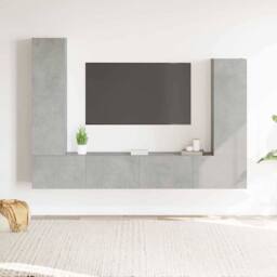 Berkfield Home Classic 4 Piece TV Cabinet Set Concrete Grey Engineered Wood - thumbnail 2