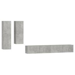 Berkfield Home Classic 4 Piece TV Cabinet Set Concrete Grey Engineered Wood - thumbnail 3