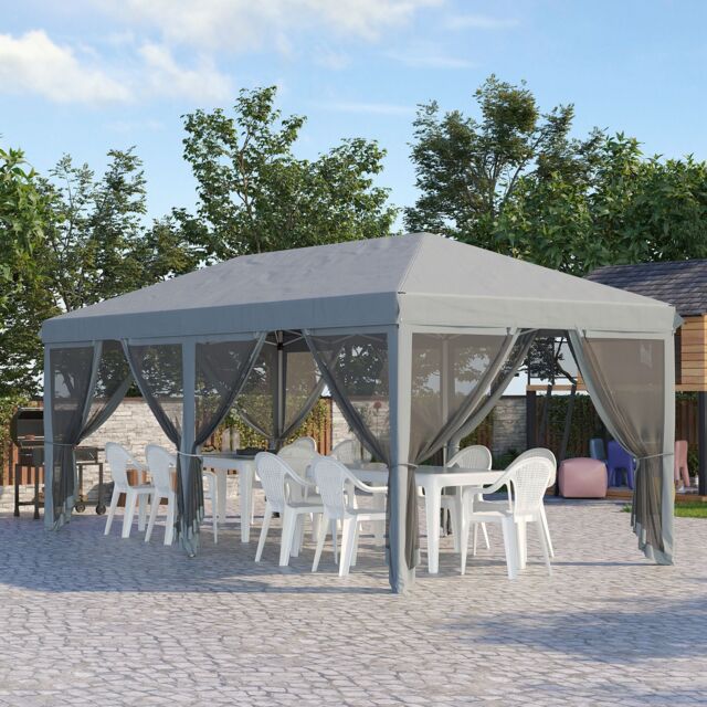 OUTSUNNY 6 x 3m Pop Up Party Tent Canopy with 6 Removable Sidewalls in Grey - image 1