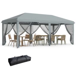 OUTSUNNY 6 x 3m Pop Up Party Tent Canopy with 6 Removable Sidewalls in Grey - thumbnail 2