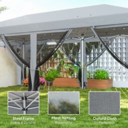 OUTSUNNY 6 x 3m Pop Up Party Tent Canopy with 6 Removable Sidewalls in Grey - thumbnail 4