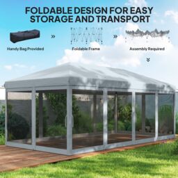 OUTSUNNY 6 x 3m Pop Up Party Tent Canopy with 6 Removable Sidewalls in Grey - thumbnail 6