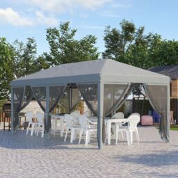 OUTSUNNY 6 x 3m Pop Up Party Tent Canopy with 6 Removable Sidewalls in Grey - thumbnail 1