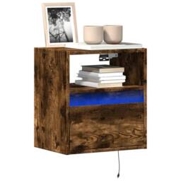 Berkfield Home TV Wall Cabinets with LED Lights 2 pcs Smoked Oak 41x31x45 cm in Brown - Size: 41 x 31 x 45 cm - thumbnail 2