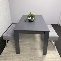 KOSY KOALA Modern Dark Grey Dining Table Set with 2 Grey Velvet Benches Stylish Dining Room Furniture in Brown - thumbnail 2