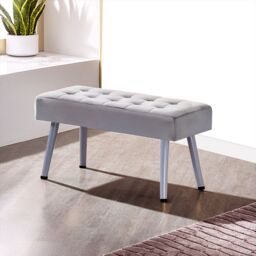 KOSY KOALA Modern Dark Grey Dining Table Set with 2 Grey Velvet Benches Stylish Dining Room Furniture in Brown - thumbnail 7