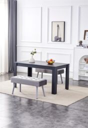 KOSY KOALA Modern Dark Grey Dining Table Set with 2 Grey Velvet Benches Stylish Dining Room Furniture in Brown - thumbnail 6