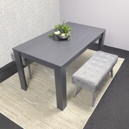 KOSY KOALA Modern Dark Grey Dining Table Set with 2 Grey Velvet Benches Stylish Dining Room Furniture in Brown - thumbnail 5
