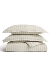 CHRISTY Flannel Stripe 100% Super Soft Brushed Cotton Duvet Sets in Beige - Size: Super King - thumbnail 2