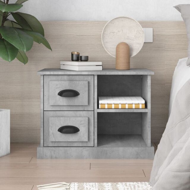 Berkfield Home Bedside Cabinet Concrete Grey 60x35.5x45 cm - image 1