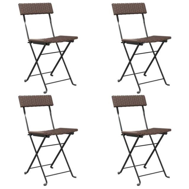 Berkfield Home Folding Bistro Chairs 4 pcs Brown Poly Rattan & Steel - image 1
