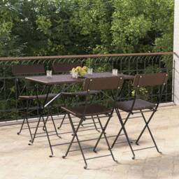 Berkfield Home Folding Bistro Chairs 4 pcs Brown Poly Rattan & Steel - thumbnail 2