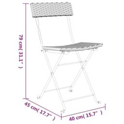 Berkfield Home Folding Bistro Chairs 4 pcs Brown Poly Rattan & Steel - thumbnail 9