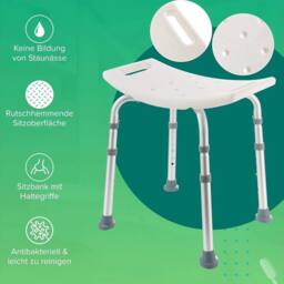 NESTLUNE Aluminium Portable Shower chair seat Bath Stool Adjustable Disability in White - thumbnail 4