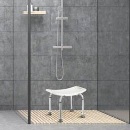 NESTLUNE Aluminium Portable Shower chair seat Bath Stool Adjustable Disability in White - thumbnail 5