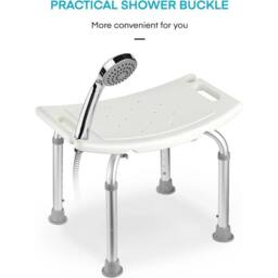 NESTLUNE Aluminium Portable Shower chair seat Bath Stool Adjustable Disability in White - thumbnail 3