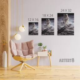 "Artery8 Apollo 11 Moon Landing Astronaut Buzz Aldrin Canvas Wall Art Print in Grey - Size: W18"" x H24""" - thumbnail 4