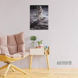 "Artery8 Apollo 11 Moon Landing Astronaut Buzz Aldrin Canvas Wall Art Print in Grey - Size: W18"" x H24""" - thumbnail 3
