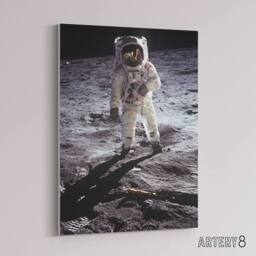 "Artery8 Apollo 11 Moon Landing Astronaut Buzz Aldrin Canvas Wall Art Print in Grey - Size: W18"" x H24""" - thumbnail 2