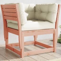 Berkfield Home Garden Sofa Armrest with Cushions Solid Wood Douglas in Brown - thumbnail 1
