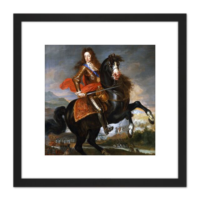 Artery8 Anonymous Portrait King William III England Painting 8X8 Inch Square Wooden Framed Wall Art Print Picture with Mount in Black - image 1