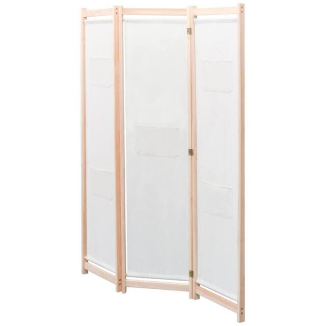 Berkfield Home 3-Panel Room Divider Cream 120x170x4 cm Fabric in Beige - Size: 120 x 170 x 4 cm - image 1