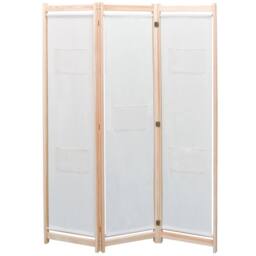 Berkfield Home 3-Panel Room Divider Cream 120x170x4 cm Fabric in Beige - Size: 120 x 170 x 4 cm - thumbnail 2