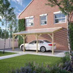 Rutland County Garden Furniture Ltd Polycarbonate Roof Car Port 4 Post, Wood, L200 x W650 cm - Light Green - thumbnail 1