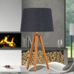 First Choice Lighting Voyage - Dark Oak Table Lamp or Bedside Light with Black & Gold Shade in Brown - thumbnail 3