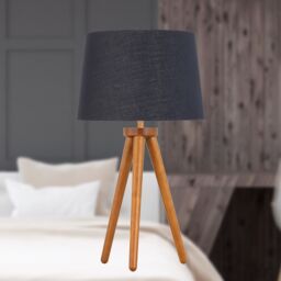 First Choice Lighting Voyage - Dark Oak Table Lamp or Bedside Light with Black & Gold Shade in Brown - thumbnail 4