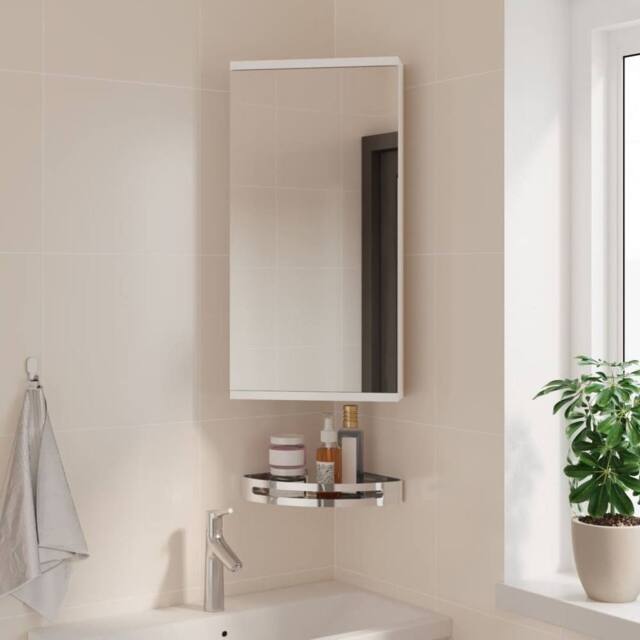 Berkfield Home Corner Bathroom Mirror Cabinet White 30x24x60 cm - Size: 30 x 24 x 60 cm - image 1