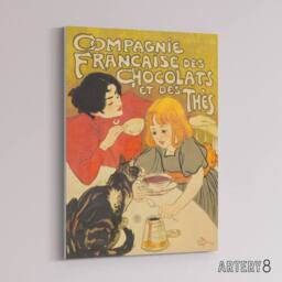 "Artery8 Chocolate & Tea French Vintage Advert Steinlen Canvas Wall Art - Size: W18"" x H24""" - thumbnail 2