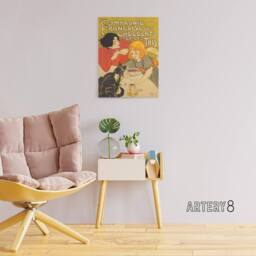 "Artery8 Chocolate & Tea French Vintage Advert Steinlen Canvas Wall Art - Size: W18"" x H24""" - thumbnail 3