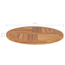 Berkfield Home Table Top Solid Teak Wood Round 2.5 cm 70 cm in Brown - thumbnail 6