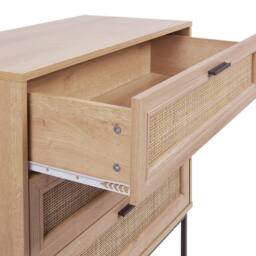 Wyld and Coco Boho Rattan 3-Drawer Chest Black Frame in Brown - thumbnail 7