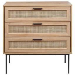 Wyld and Coco Boho Rattan 3-Drawer Chest Black Frame in Brown - thumbnail 5