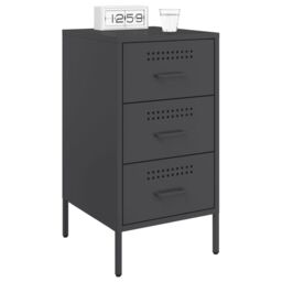 Berkfield Home Bedside Cabinets 2 pcs Black 36x39x68 cm Steel - Size: 36 x 39 x 68 cm - thumbnail 3