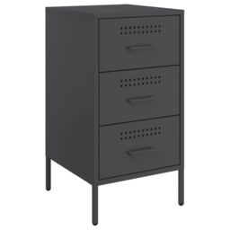 Berkfield Home Bedside Cabinets 2 pcs Black 36x39x68 cm Steel - Size: 36 x 39 x 68 cm - thumbnail 5