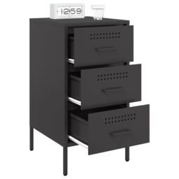 Berkfield Home Bedside Cabinets 2 pcs Black 36x39x68 cm Steel - Size: 36 x 39 x 68 cm - thumbnail 4