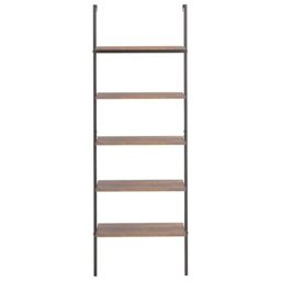 Berkfield Home 5-Tier Leaning Shelf Dark Brown & Black 64x35x185 cm - Size: 64 x 35 x 185 cm - thumbnail 3