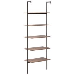 Berkfield Home 5-Tier Leaning Shelf Dark Brown & Black 64x35x185 cm - Size: 64 x 35 x 185 cm - thumbnail 5